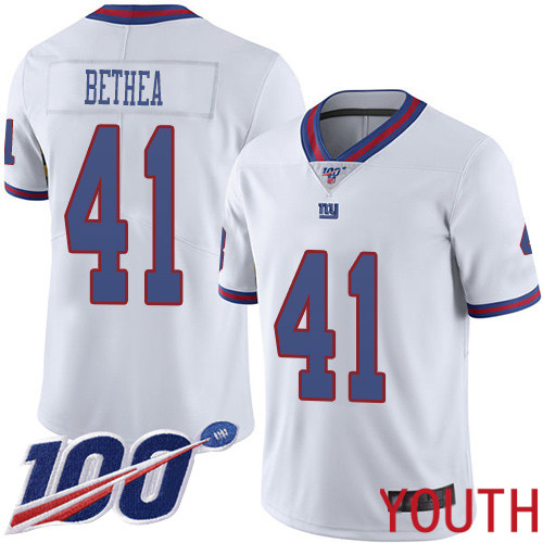 Youth New York Giants #41 Antoine Bethea Limited White Rush Vapor Untouchable 100th Season Football NFL Jersey